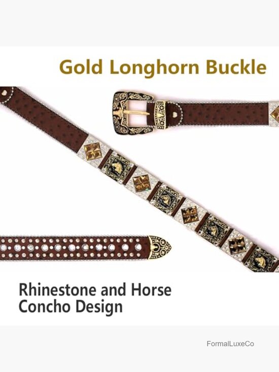 Genuine Leather Rhinestone Western Belt with Crystal Studs main image 2